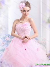 Wholesale Baby Pink Sweet Sixteen Dresses with Hand Made Flowers