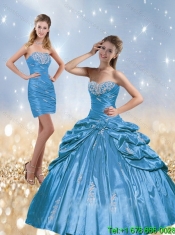 2015 Custom Made Beading and Pick Ups Quinceanera Dresses in Baby Blue