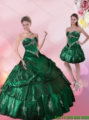 2015 Custom Made Dark Green Quinceanera Dresses with Beading and Appliques