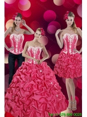 2015 Custom Made Pick Ups and Appliques Hot Pink Quinceanera Dresses