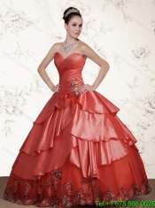 2015 Detachable and Pretty Beading Watermelon Sweetheart Quinceanera Dresses