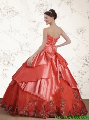 2015 Detachable and Pretty Beading Watermelon Sweetheart Quinceanera Dresses