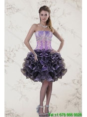 2015 Fashionable Appliques and Ruffles Quince Dresses in Multi Color