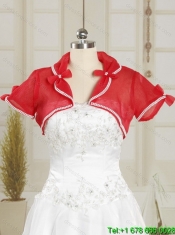 2015 Fashionable Red Quinceanera Dresses with Beading and Ruffles