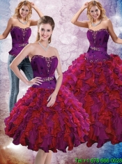 2015 Luxurious Multi Color Quinceanera Dresses with Ruffles and Beading