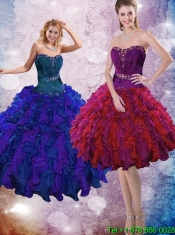 2015 Luxurious Multi Color Quinceanera Dresses with Ruffles and Beading