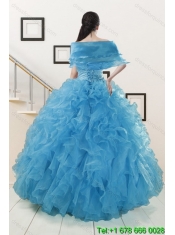 2015 New Style Strapless Sweet 15 Dresses with Beading and Ruffles