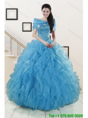 2015 New Style Strapless Sweet 15 Dresses with Beading and Ruffles