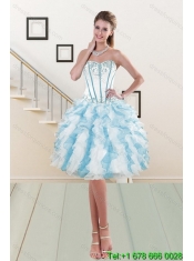 2015 New Styles Appliques and Ruffles Quince Dresses in Multi Color