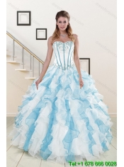2015 New Styles Appliques and Ruffles Quince Dresses in Multi Color