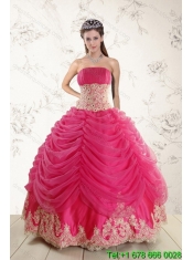 2015 New Styles Beading and Lace Quinceanera Dresses in Hot Pink