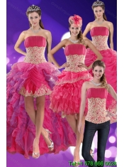 2015 New Styles Beading and Lace Quinceanera Dresses in Hot Pink