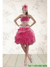 2015 New Styles Beading and Lace Quinceanera Dresses in Hot Pink