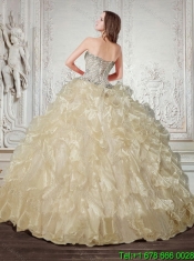 2015 New Styles Champagne Quinceanera Dresses with Beading and Ruffles