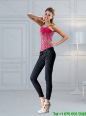 2015 New Styles Hot Pink Sweetheart Quinceanera Dress with Appliques and Beading