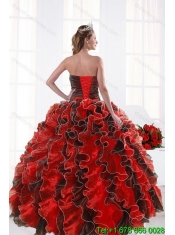 2015 New Styles Multi Color Beading and Ruffles Dresses for Quince
