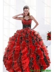 2015 New Styles Multi Color Beading and Ruffles Dresses for Quince