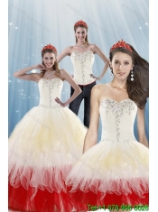 2015 New Styles Multi Color Quinceanera Dresses with BeadingLayers