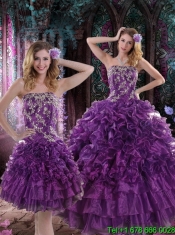 2015 New Styles Purple Dresses for Quince with Appliques and Ruffles 2015 New Styles Purple Dresses for Quince with Appliques and Ruffles