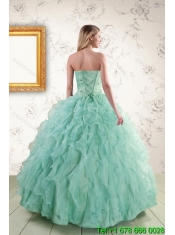 2015 New Styles Spring Strapless Quinceanera Dresses with Appliques and Ruffles