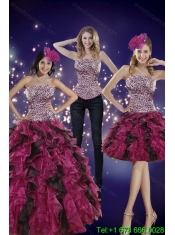 2015 New Styles Strapless Multi Color Quinceanera Dress with Leopard Print