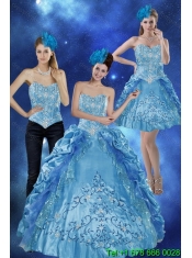 2015 New Styles Sweetheart Teal Quinceanera Gown with Embroidery and Pick Ups