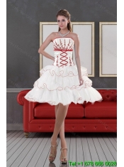2015 New Styles White Quince Dresses with Appliques and Ruffled Layers