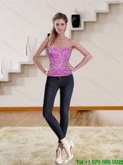 2015 Pretty Appliques and Ruffled Layers Quinceanera Dresses in Fuchsia