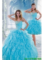 2015 Pretty Baby Blue Sweet 16 Dresses with Beading and Ruffles