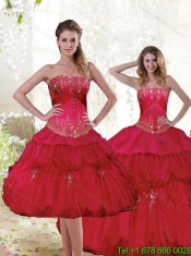 2015 Pretty Beading and Ruffles Quinceanera Dresses in Red