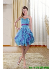 2015 Pretty Multi Color Quince Dresses with Ruffles and Beading