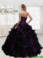 2015 Pretty Multi Color Strapless Quinceanera Dresses with Ruffles and Beading