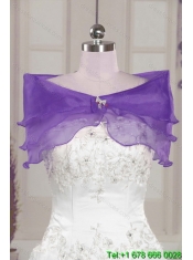 2015 Pretty Purple Quince Dress with Ruffled Layers and Beading