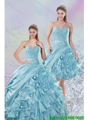 2015 Pretty Sweetheart Ball Gown Quinceanera Dresses with Beading and Ruffled Layers