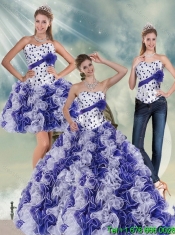 2015 Pretty White and Purple Quinceanera Dress with Ruffles and Beading