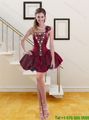 2015 Pretty Wine Red Quince Dress with Beading and Pick-ups