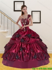 2015 Pretty Wine Red Quince Dress with Beading and Pick-ups