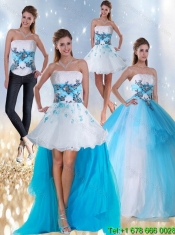 2015 Strapless Multi Color Quinceanera Dress with Appliques and Beading