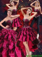 2015 Sweetheart Beaded and Ruffled Sweet 15 Dress in Multi Color
