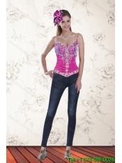 Beautiful Pick Ups and Embroidery Multi Color 2015 Quinceanera Dresses with Sweep Train