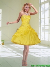 Brand New Yellow Strapless 2015 Quinceanera Dresses with Beading