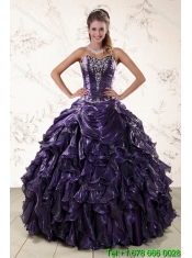 Classic Sweetheart Ruffled 2015 Quinceanera Dresses with Embroidery