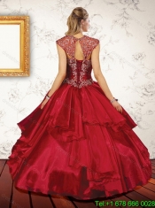 Custom Made 2015 Appliques and Beading Quinceanera Dresses in Burgundy