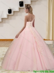 Custom Made 2015 Baby Pink Sweetheart Quinceanera Dresses with Beading and Appliques
