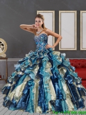 Custom Made 2015 Multi Color Quinceanera Dresses with Appliques and Ruffles