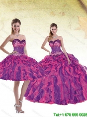 Custom Made 2015 Multi Color Quinceanera Dresses with Beading and Ruffles