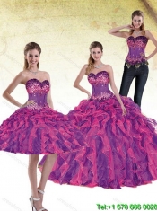 Custom Made 2015 Multi Color Quinceanera Dresses with Beading and Ruffles