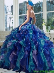 Custom Made 2015 Multi Color Quinceanera Dresses with Beading and Ruffles