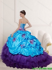 Custom Made 2015 Multi Color Quinceanera Dresses with Beading and Ruffles
