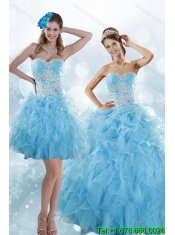 Custom Made Appliques and Ruffles Baby Blue Sweet 15 Dresses